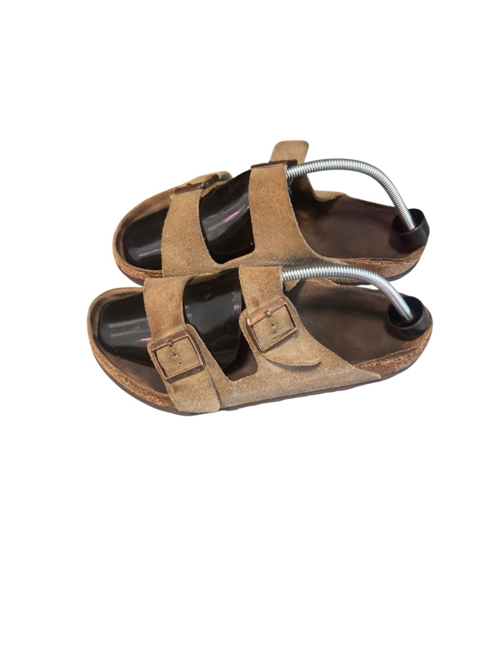 Birkenstock Womenβs EU 41 US 10-10.5 Brown Suede Leather Double Buckle Sandals
